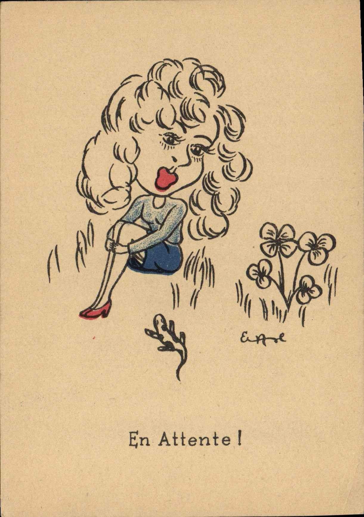 CPA Fantaisie Illustrateur En attente
