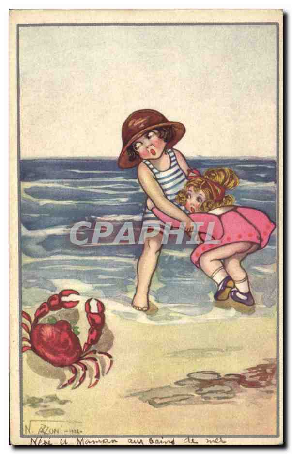 CPA Fantaisie Illustrateur Enfants Crabe 