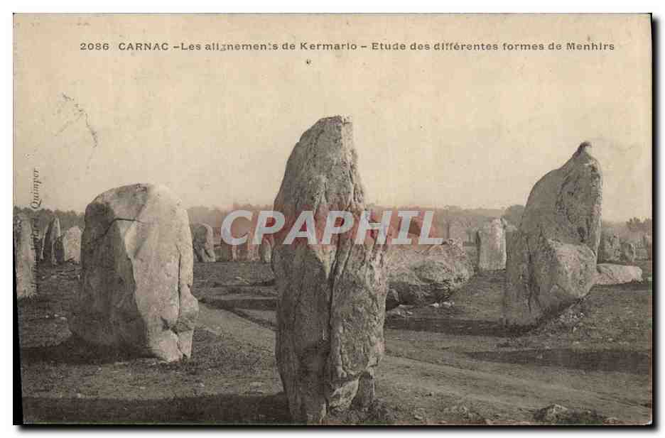 CPA Dolmen Menhir Carnac Les alignements de Kermario Etude des differentes formes de menhirs 