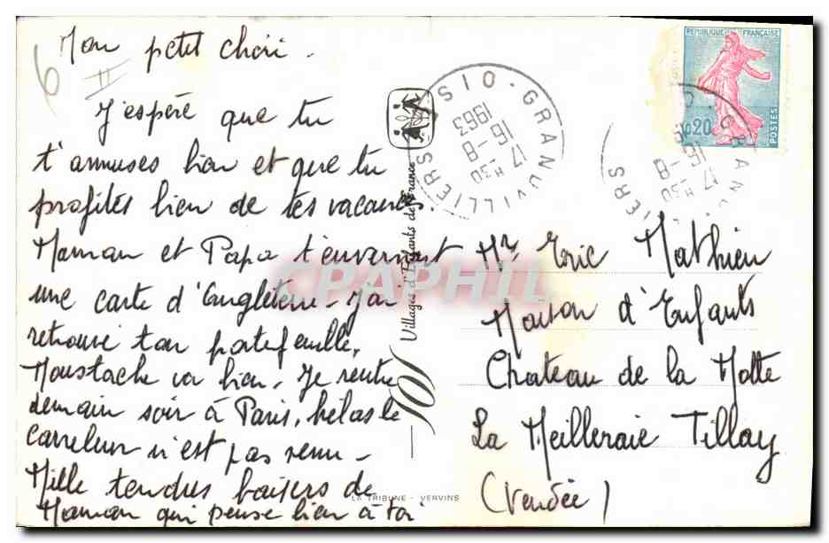CPA Fantaisie Illustrateur Enfants Bateau Chien — Rückseite