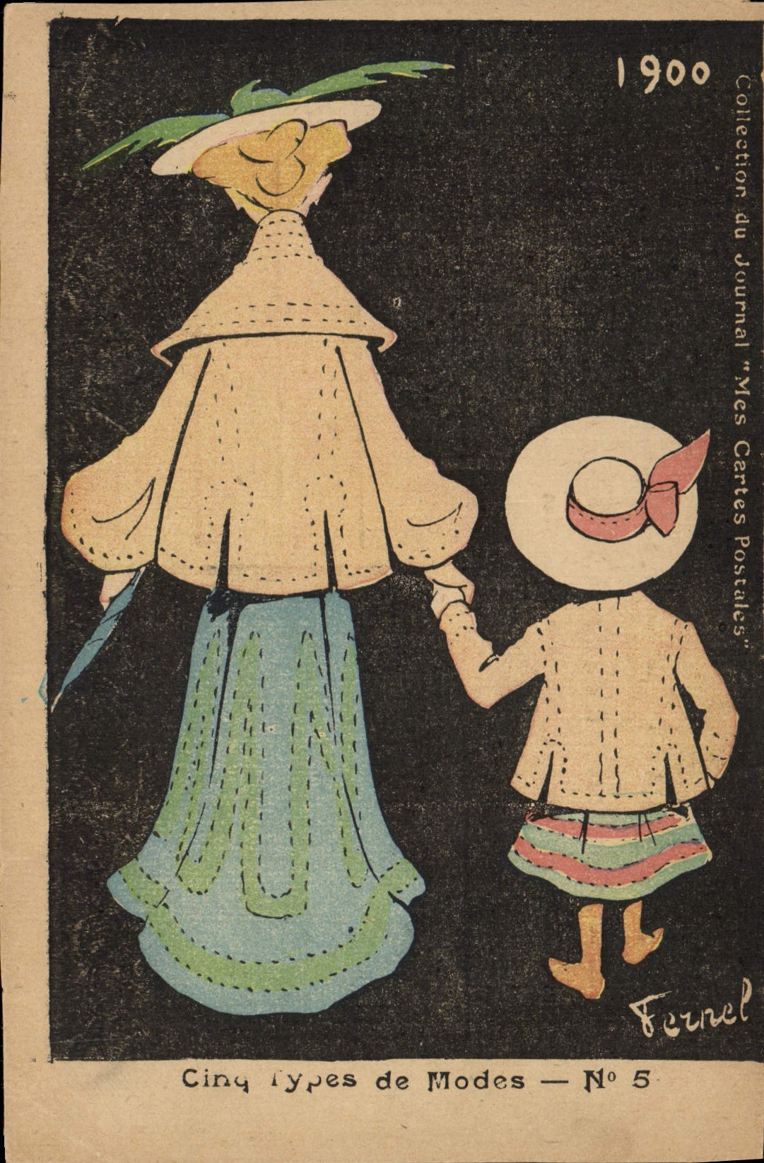 CPA Fantaisie Illustrateur Femme Enfant Mode 1900