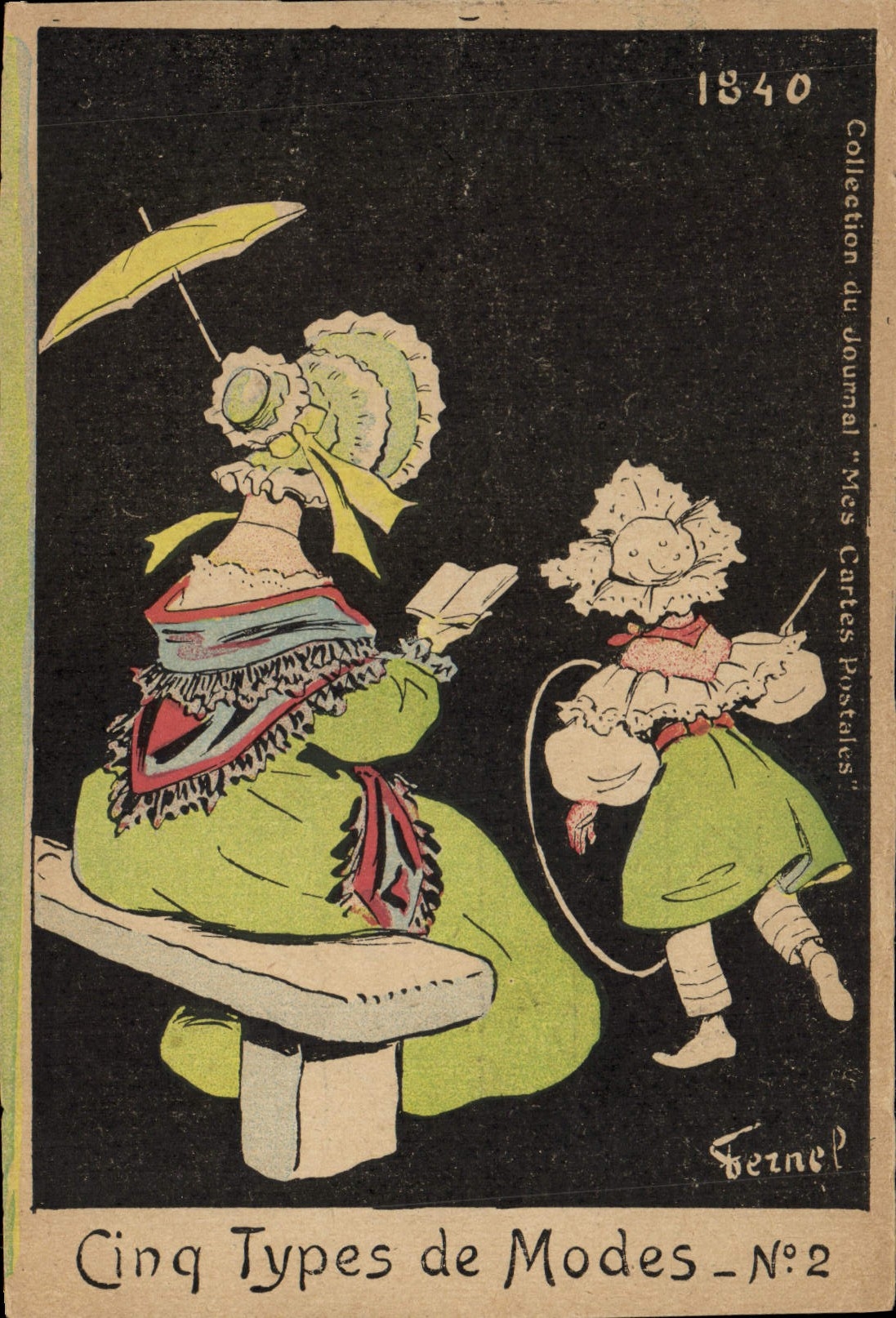 CPA Fantaisie Illustrateur Mode 1840 Femme Enfant