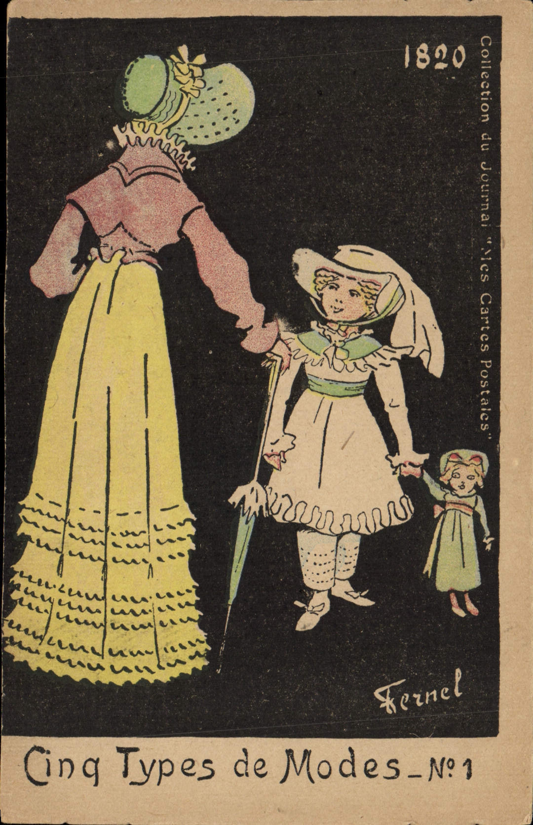 CPA Fantaisie Illustrateur mode 1820 Femme Enfant