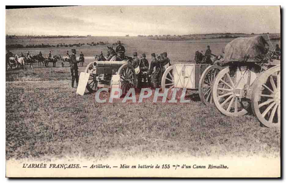 L'ARMÉE FRANÇAISE — Artillerie — Mise en batterie de 155 mm d'un Canon Rimailho