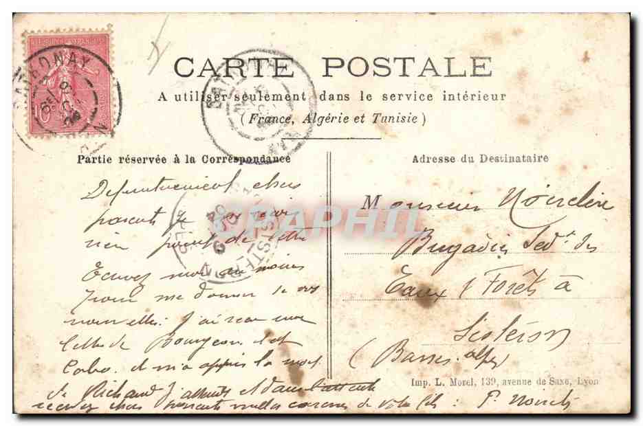 CPA Militaria Camp de SAthonay Le gymnase — Rückseite