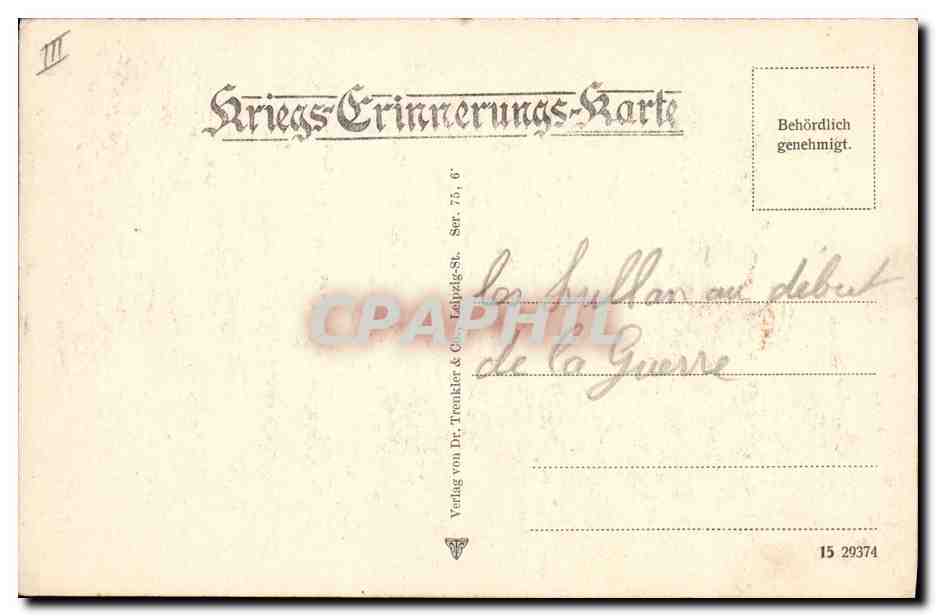 CPA Militaria Ulanen auf dem Marsche in den Vogesen — Verso
