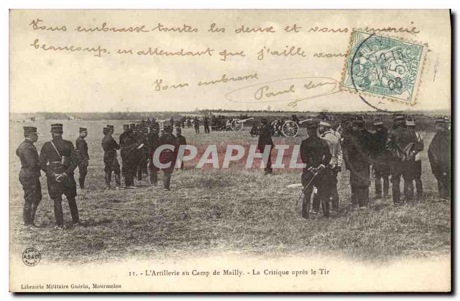 L'Artillerie au Camp de Mailly — La Critique après le Tir — Librairie Militaire Guérin, Mourmelon