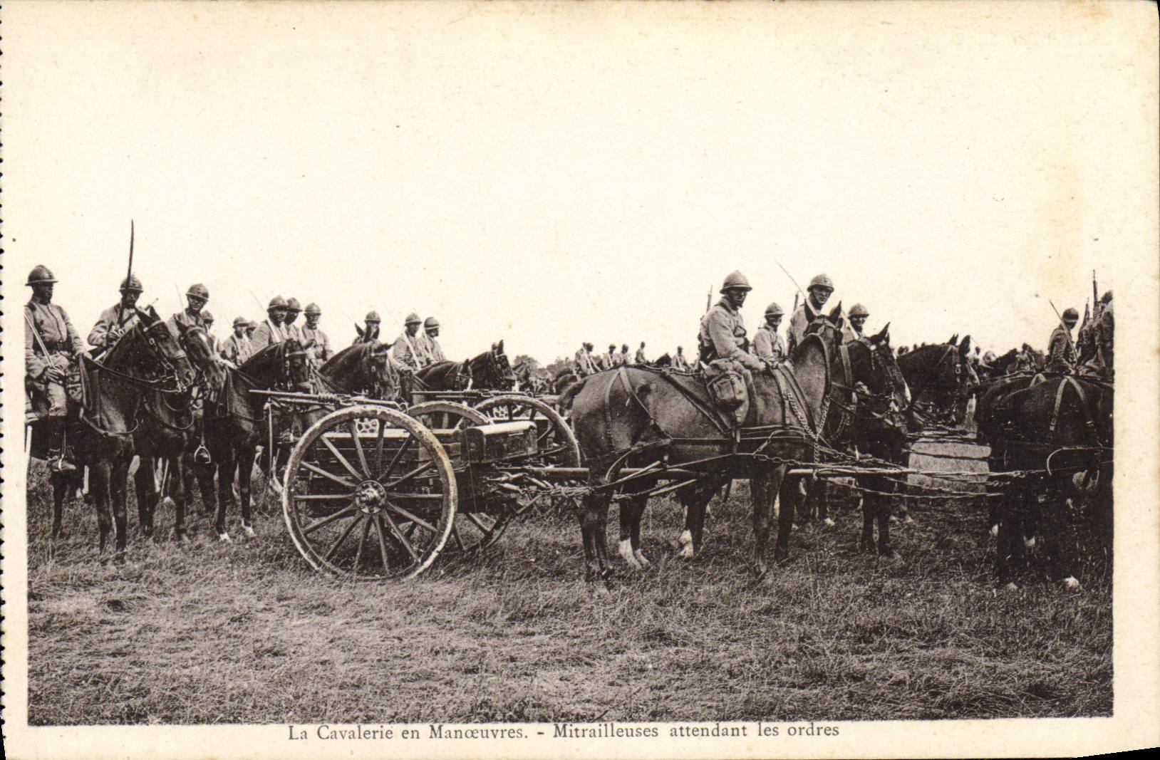 La Cavalerie en Manœuvres - Mitraillleuses attendant les ordres — Librairie Militaire Guérin, M. Bruneton-le Grand