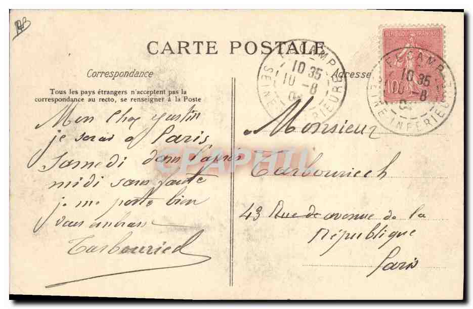CPA Folklore Ma premiere Bonnette Normandie  — Verso
