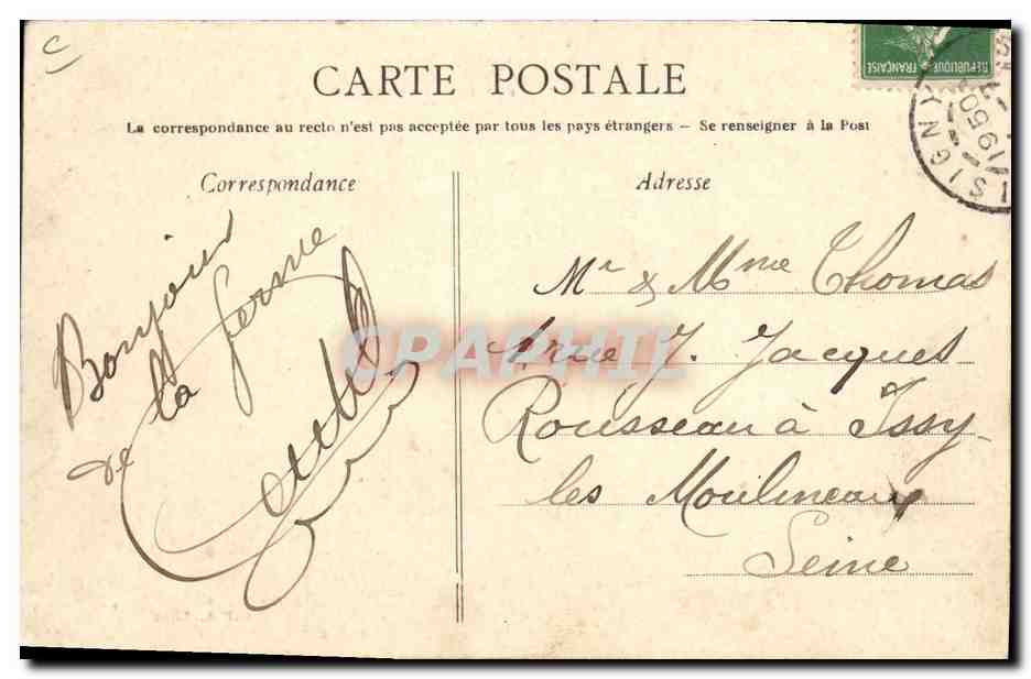CPA Folklore Normandie Depart pour la traite Ane mule  — Verso