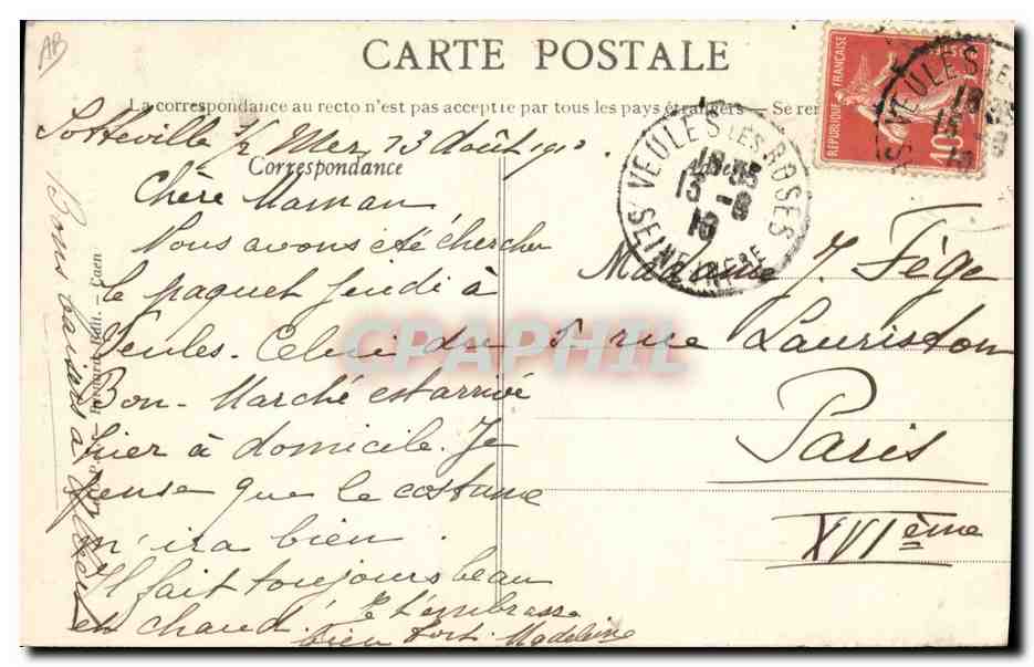 CPA Folklore Normandie Caen Habit de fete  — Verso