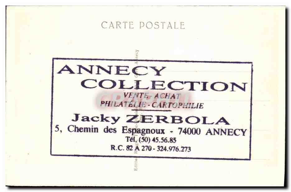 CPA Cartes Postales Lac d'Annecy Talloires et les dents de Lanfon Publicite Annecy Collection Jacky Zerbola Chemin des  — Rückseite