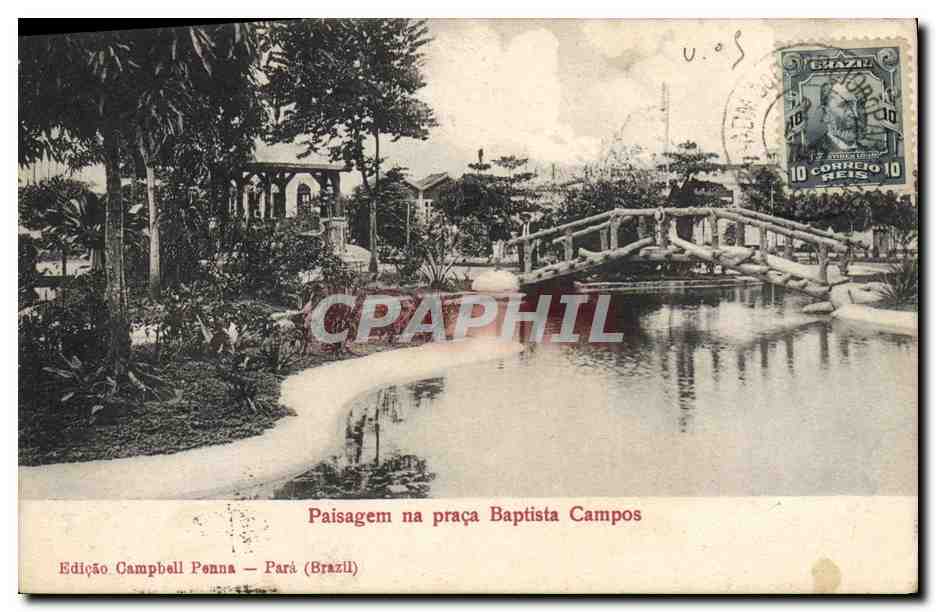 CPA Cartes Postales Alfen Campbell Penna Brazil Paisagem na praca Baptista Campos 