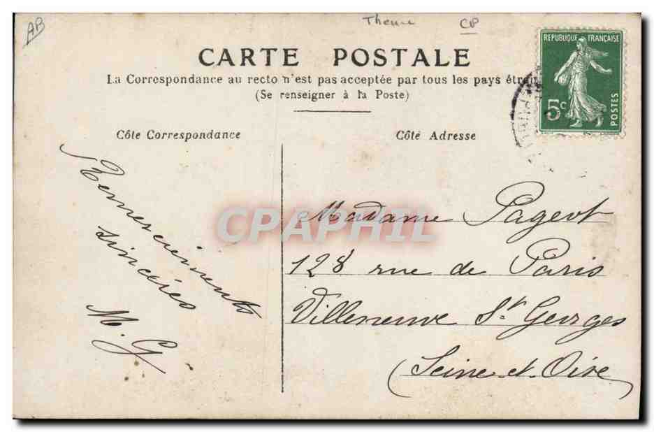 CPA Cartes Postales Femme Semeuse Lignee 10c — Verso
