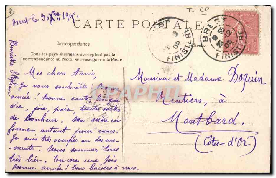 Niño en traje bretón — Colección Villard, Quimper — editor Bretonne 1885 — Reverso
