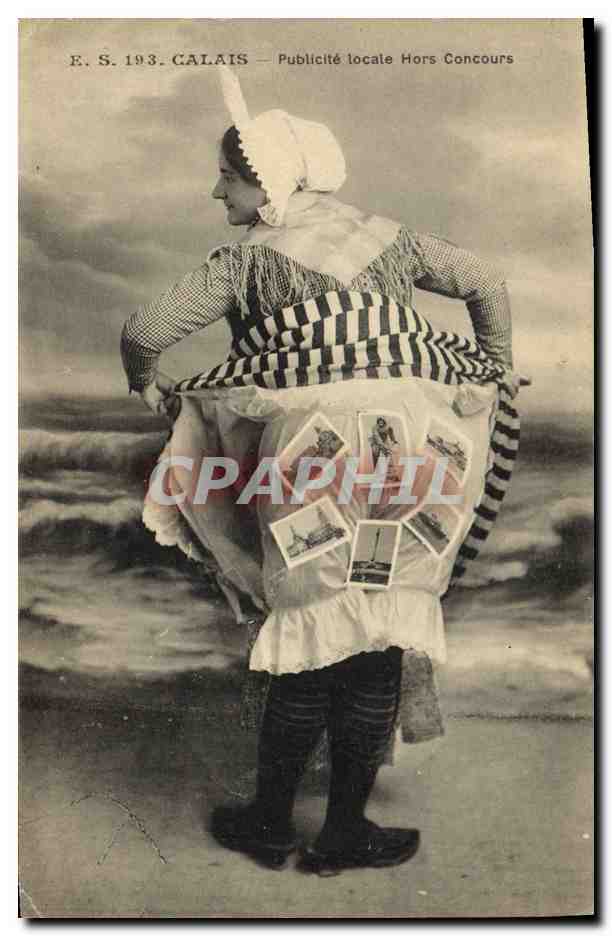Femme en costume de pêcheuse à Calais — E.S. 193. Calais — Publicité locale Hors Concours