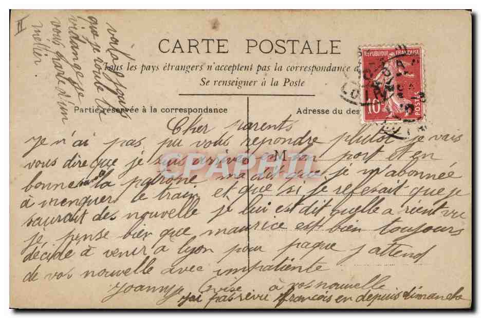 CPA Cartes Postales Homme Semeuse 10c — Verso