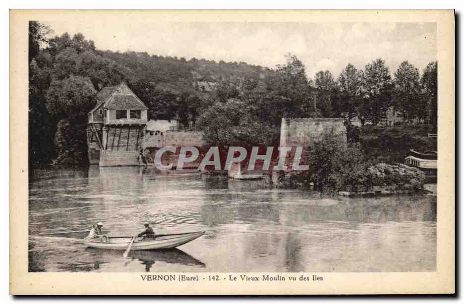 CPA Moulin a eau Vernon Le vieux moulin vu des Iles 