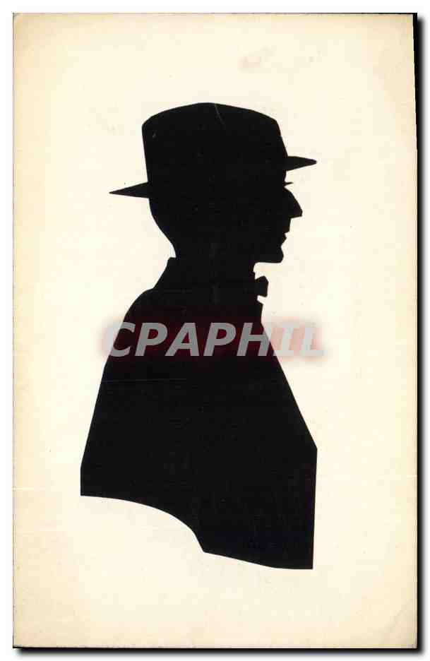 Silueta de hombre con sombrero — perfil — sin editor ni número visible