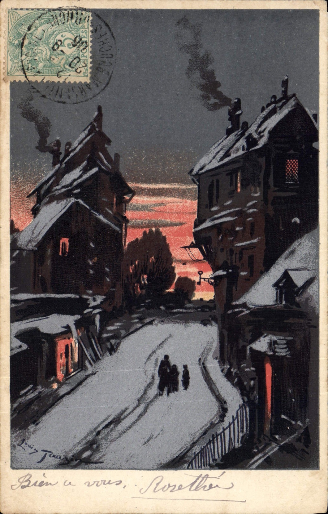 Vue de rue en hiver — Louis Jean — éditeur non visible