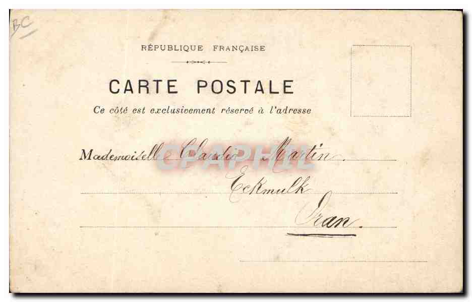 Silueta de hombre con sombrero — pregunta manuscrita — República Francesa — Reverso