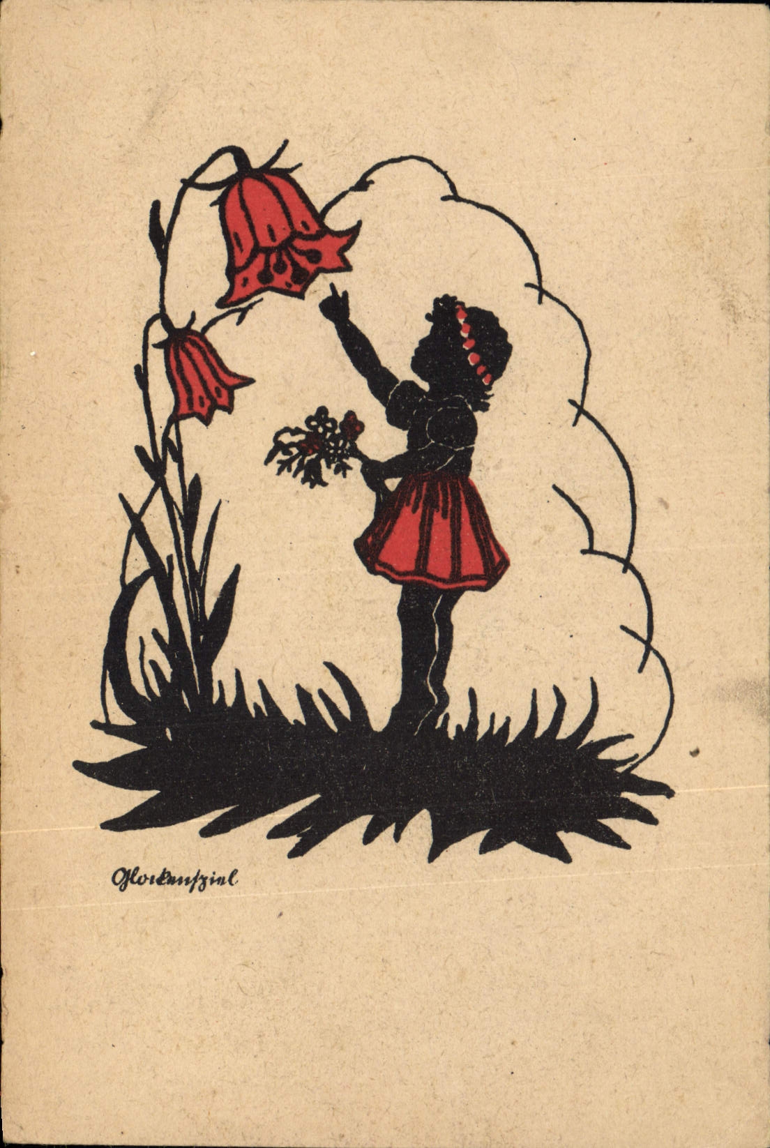 Fille et clochettes rouges — illustration — Oflordnufzjal