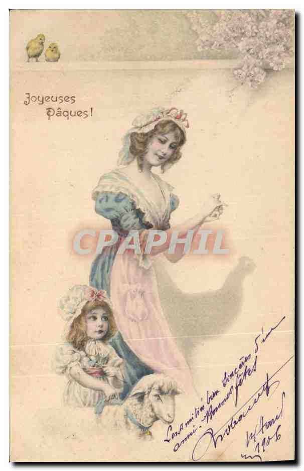 Femmes et enfants avec poussins — éditeur M.M. Vienne, n° 213