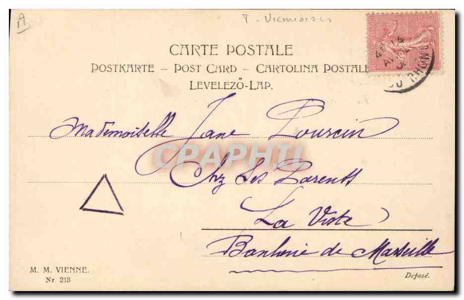 Femmes et enfants avec poussins — éditeur M.M. Vienne, n° 213 — Reverso