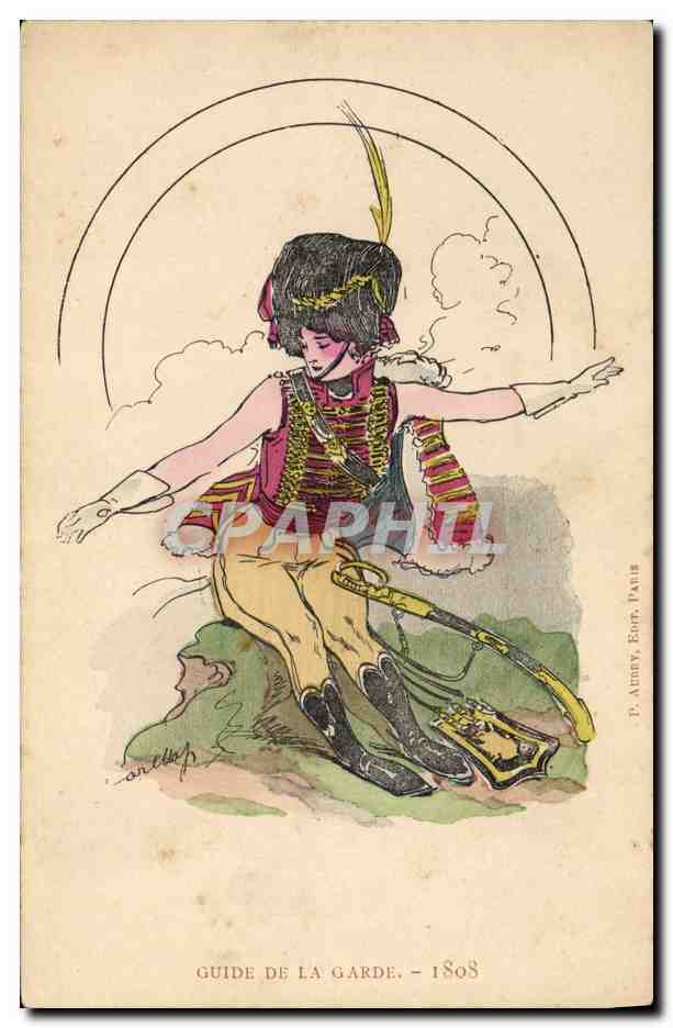CPA Fantaisie Illustrateur Femme Guide de la garde 1808 Militaria
