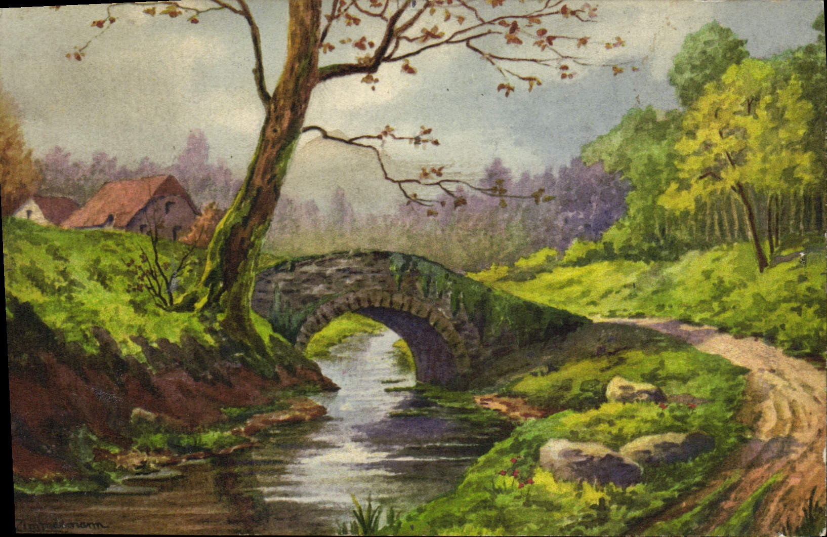 CPA Fantaisie Illustrateur Paysage