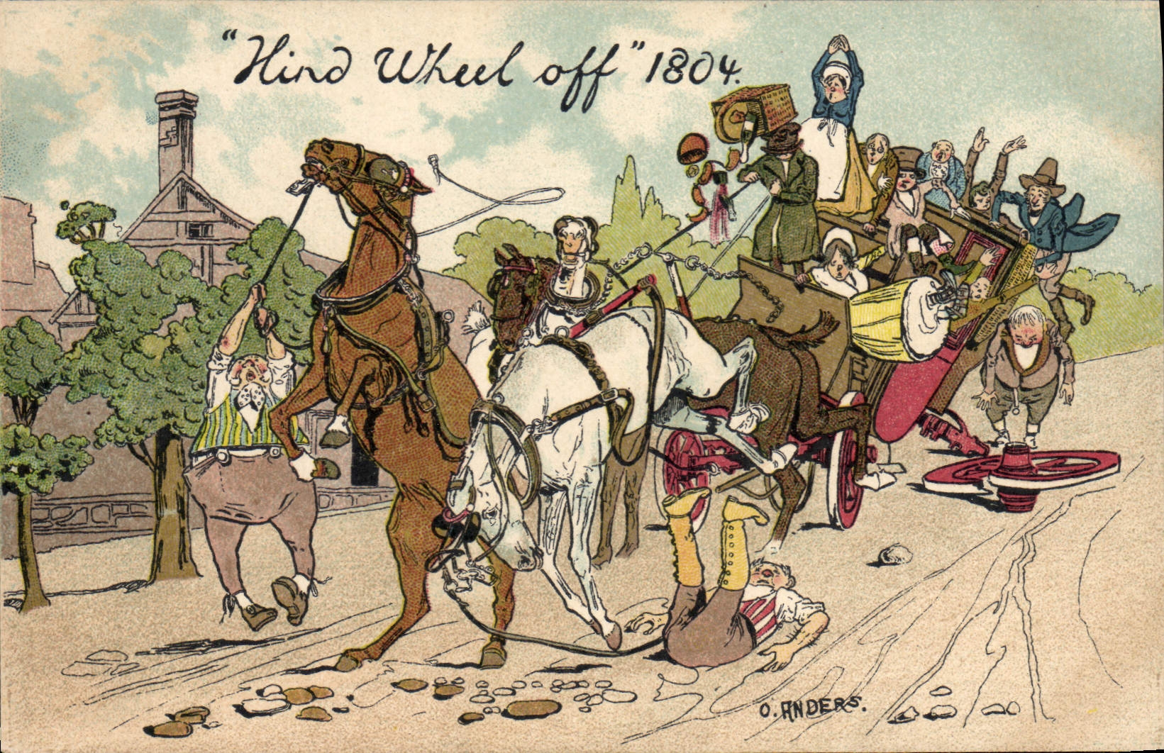CPA Fantaisie Illustrateur Attelage Cheval Anders 