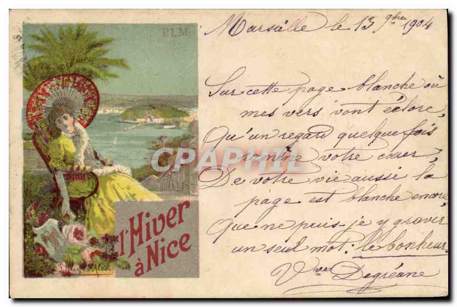 CPA Fantaisie Illustrateur Hiver a Nice Femme Eventail