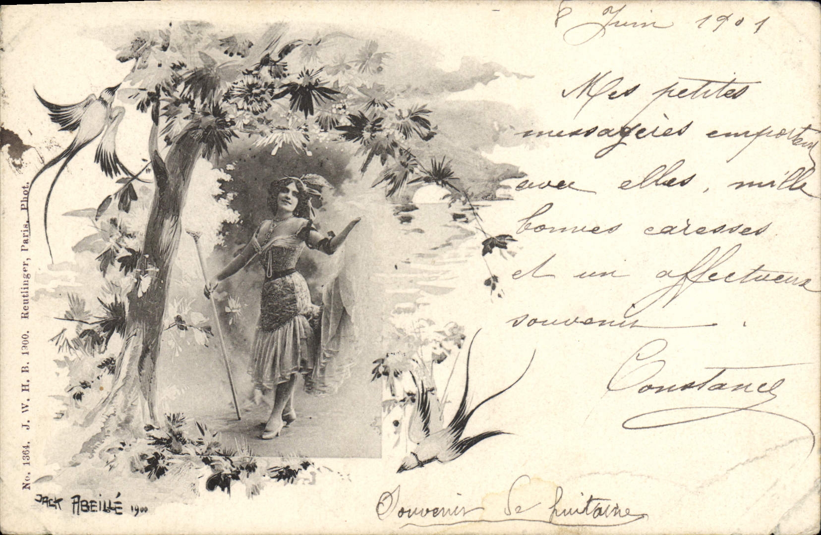 CPA Fantaisie Illustrateur Abeille Femme