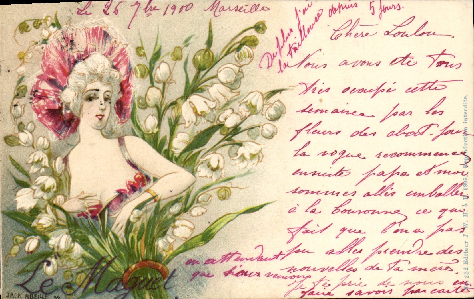 CPA Fantaisie Illustrateur Femme Jack Abeille Le Muguet