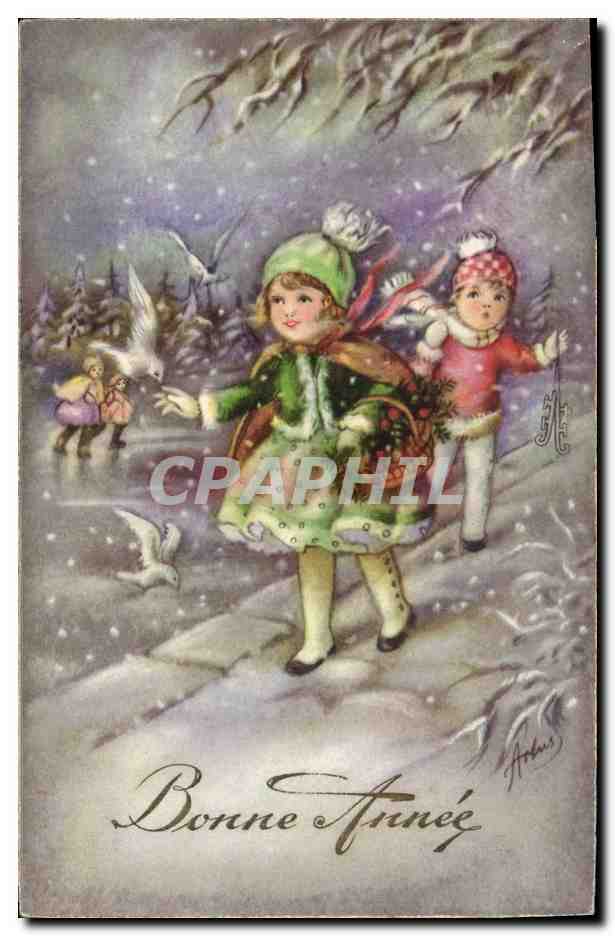 CPA Fantaisie Illustrateur Enfants Bonne annee
