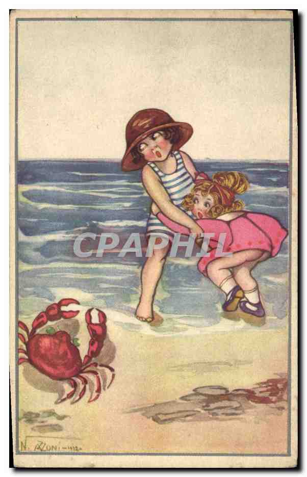 CPA Fantaisie Illustrateur Enfants Crabe 