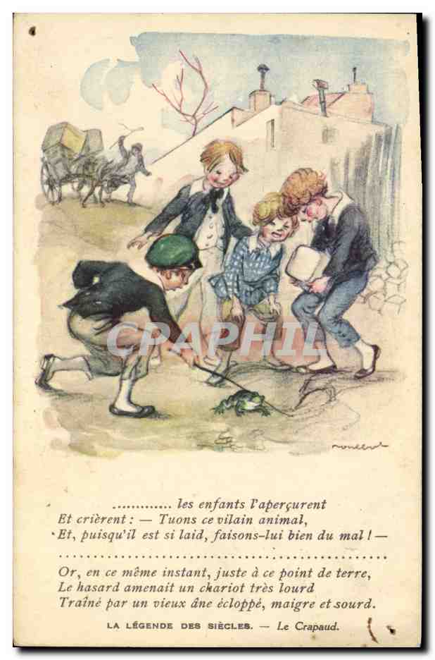CPA Fantaisie Illustrateur Poulbot Victor Hugo La legende des siecles Le Crapaud Grenouille