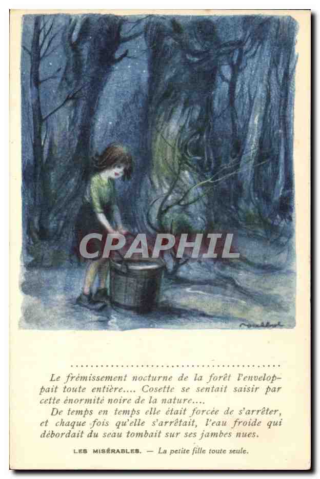 CPA Fantaisie Illustrateur Poulbot Victor Hugo Les Miserables La petite fille toute seule 