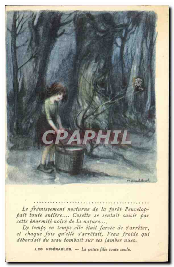CPA Fantaisie Illustrateur Poulbot Victor Hugo Les Miserables La petite fille toute seule 