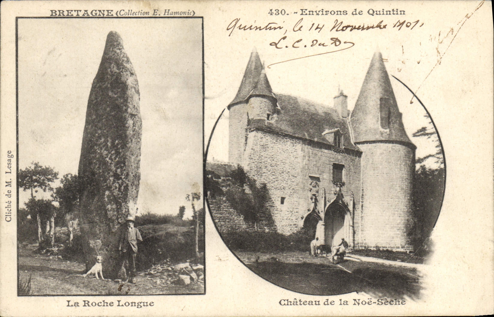 CPA Dolmen Menhir La Roche Longue Chateau de Noe Seche Quintin 