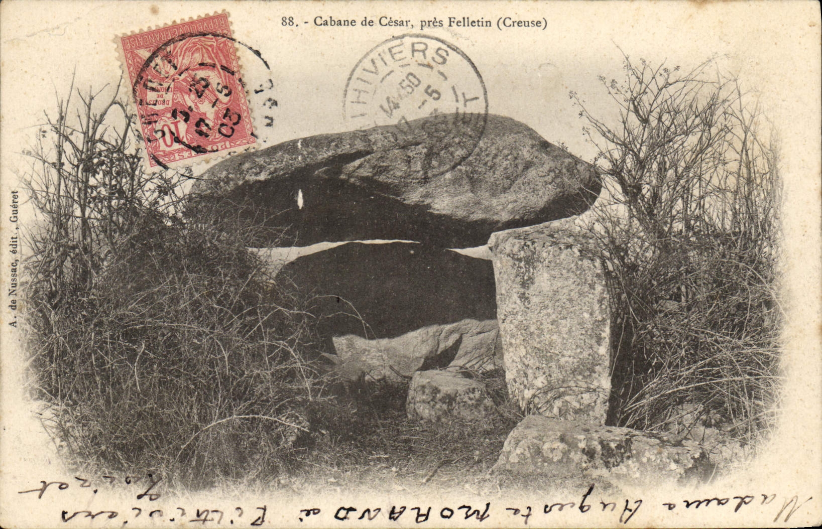 CPA Dolmen Menhir Cabane de Cesar pres Felletin Creuse