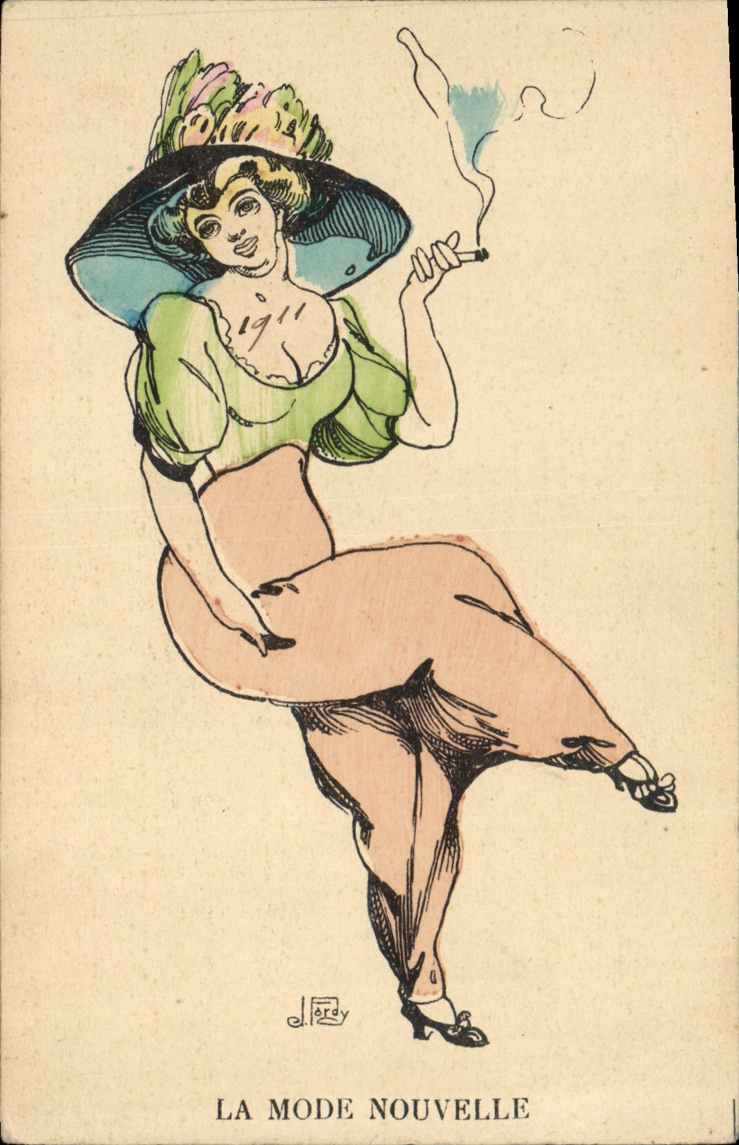 CPA Fantaisie Illustrateur Femme Cigarette La Mode nouvelle