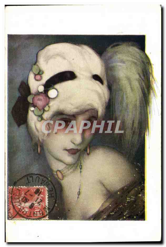 CPA Fantaisie Illustrateur Femme La perruque blanche par Fontan Coiffeur Coiffure 