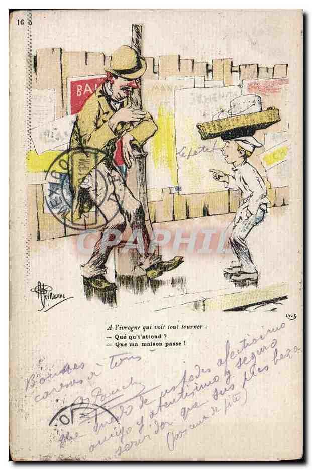CPA Fantaisie Illustrateur Albert Guillaume Ivrogne Alcool