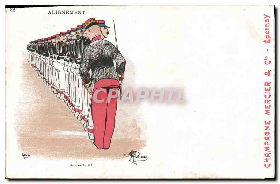 CPA Fantaisie Illustrateur Albert Guillaume Alignement Militaria