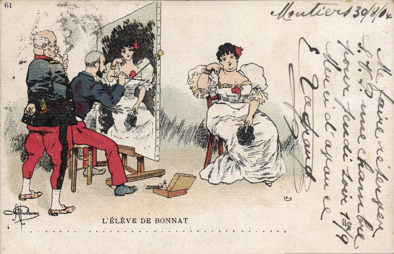 CPA Fantaisie Illustrateur Albert Guillaume Militaria L'eleve de Bonnat 