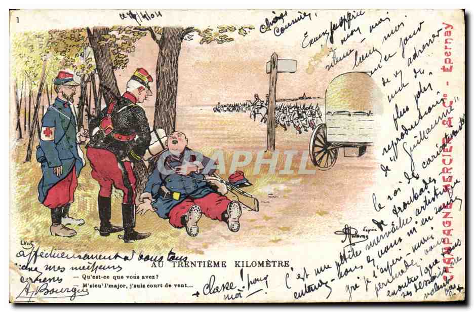 CPA Fantaisie Illustrateur Albert Guillaume Au trentieme kilometre