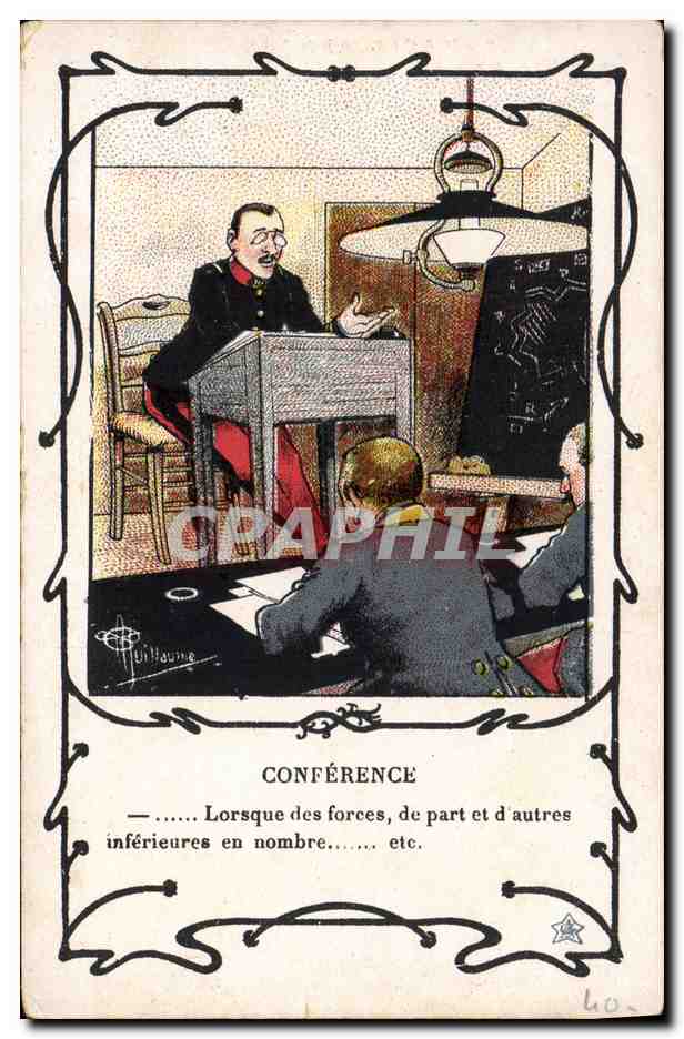 CPA Fantaisie Illustrateur Albert Guillaume Militaria Conference