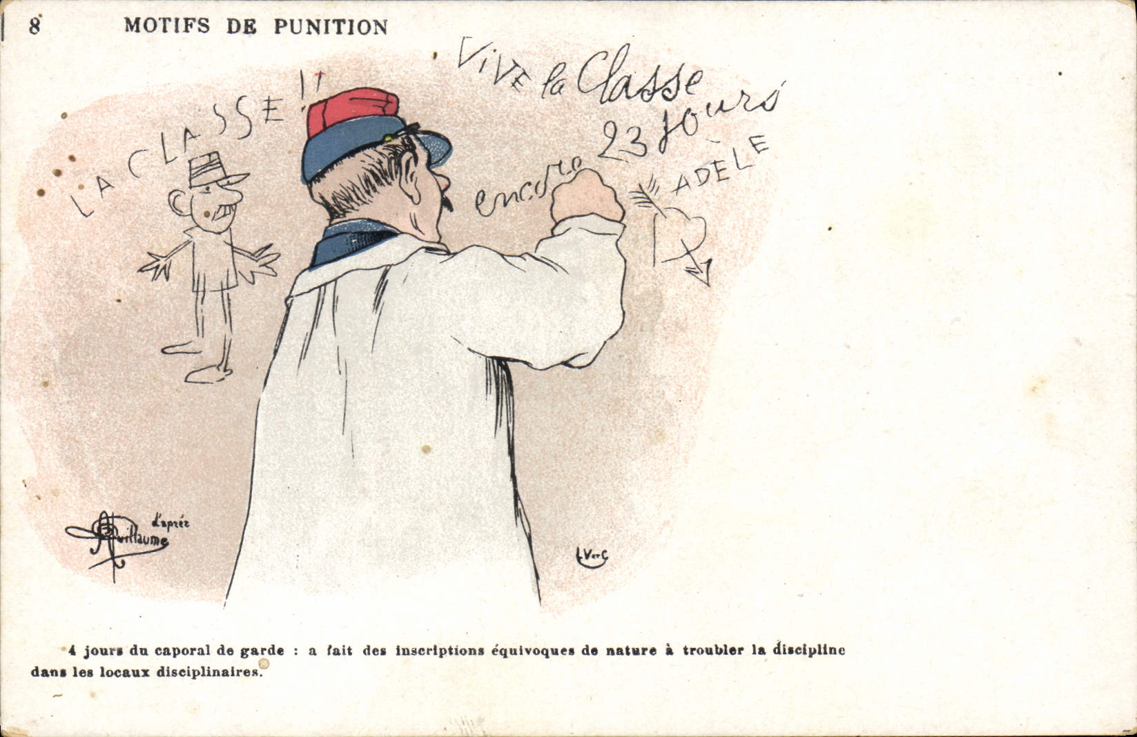 CPA Fantaisie Illustrateur Albert Guillaume Motifs de punition Militaria