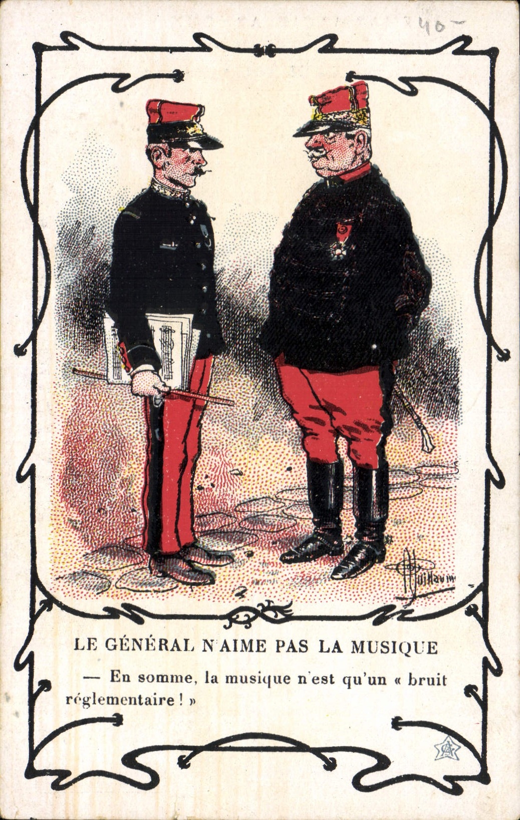 CPA Fantaisie Illustrateur Albert Guillaume Militaria Le general n'aime pas la musique